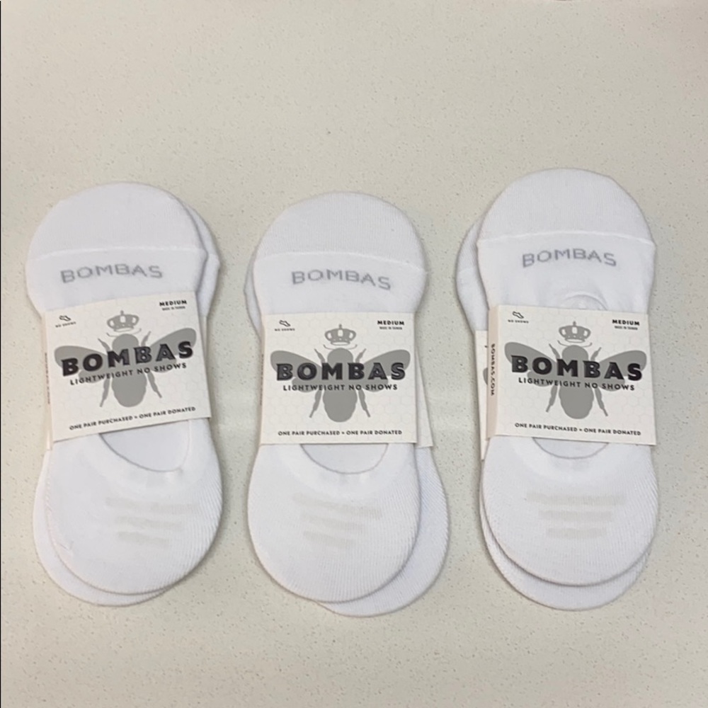 (3) Pair Bombas No Show Socks